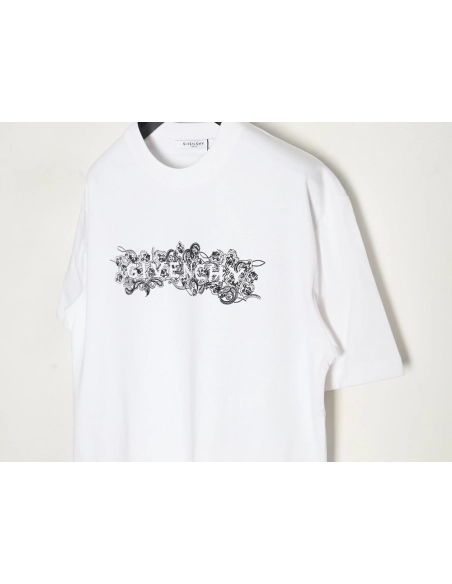 Givenchy floral embroidered lettering logo short sleeves,cheap Givenchy