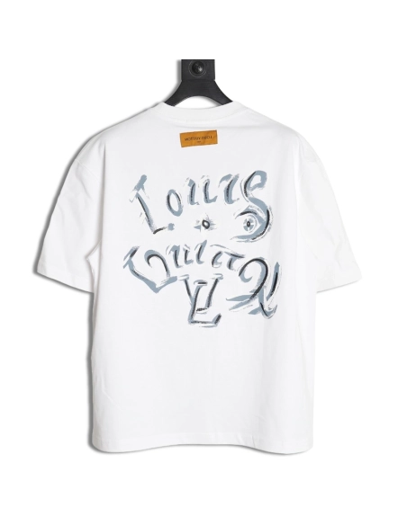 Louis Vuitton handpainted graffiti lettering print short sleeves,cheap Louis Vuitton
