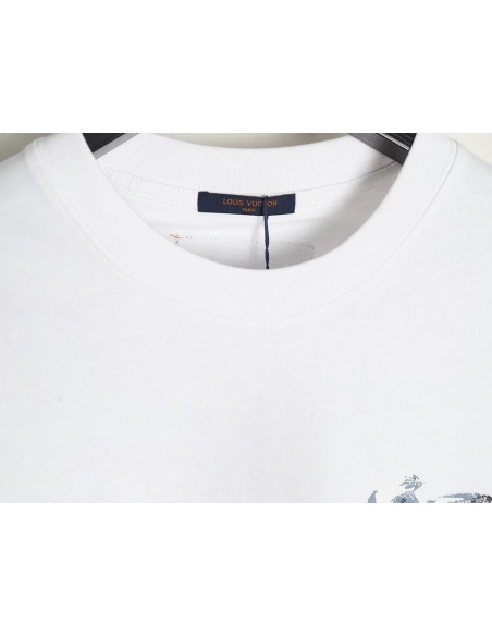 Louis Vuitton handpainted graffiti lettering print short sleeves,cheap Louis Vuitton