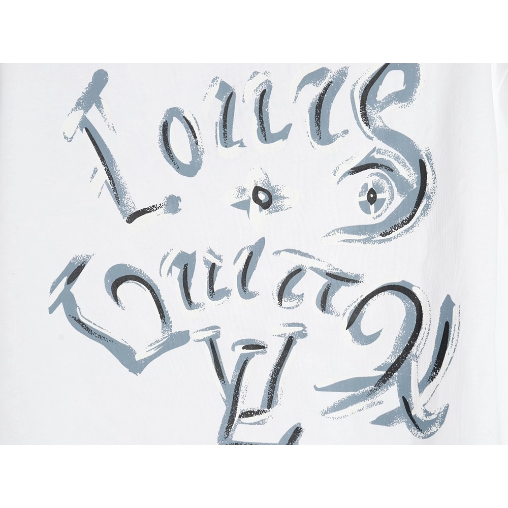 Louis Vuitton handpainted graffiti lettering print short sleeves,cheap Louis Vuitton