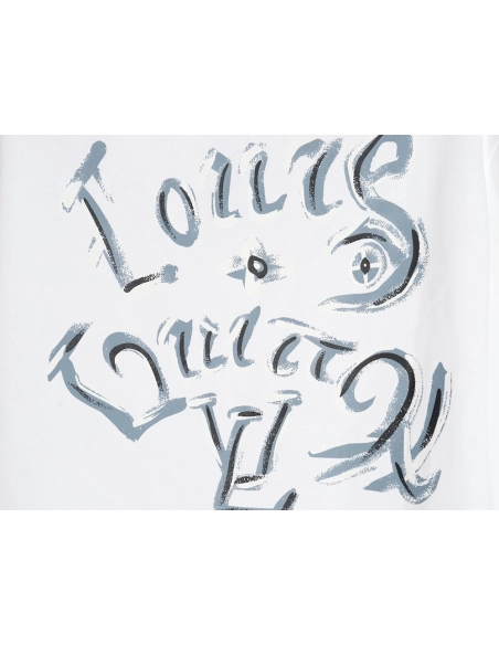 Louis Vuitton handpainted graffiti lettering print short sleeves,cheap Louis Vuitton