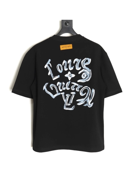 Louis Vuitton handpainted graffiti lettering print short sleeves,cheap Louis Vuitton