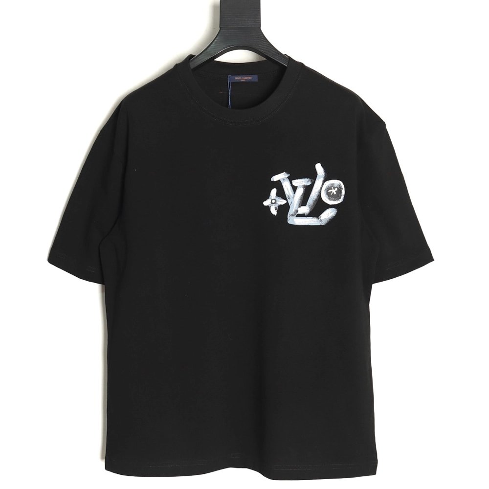Louis Vuitton handpainted graffiti lettering print short sleeves,cheap Louis Vuitton