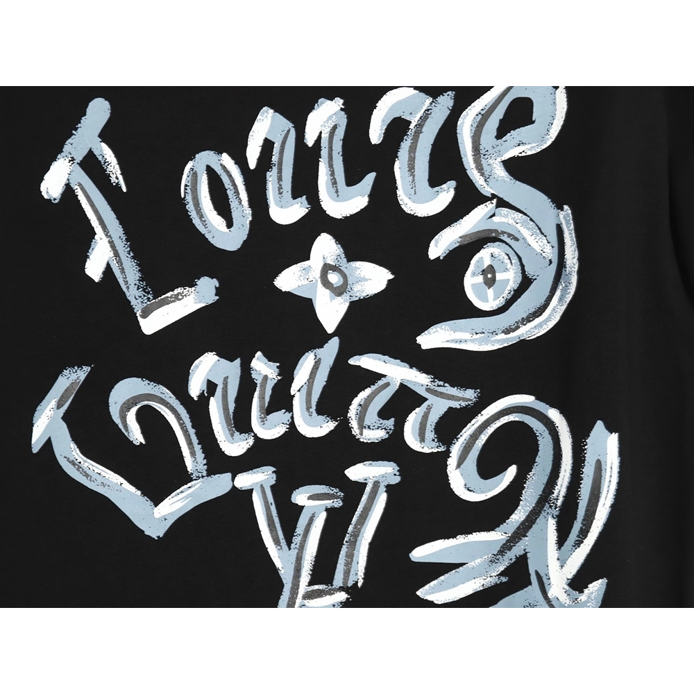 Louis Vuitton handpainted graffiti lettering print short sleeves,cheap Louis Vuitton
