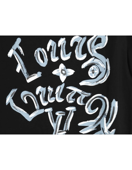 Louis Vuitton handpainted graffiti lettering print short sleeves,cheap Louis Vuitton