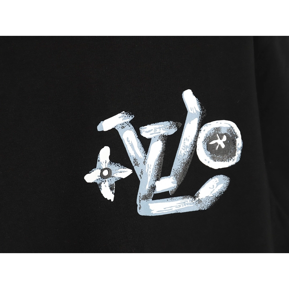 Louis Vuitton handpainted graffiti lettering print short sleeves,cheap Louis Vuitton