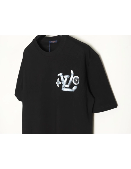 Louis Vuitton handpainted graffiti lettering print short sleeves,cheap Louis Vuitton