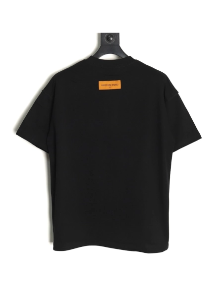 Louis Vuitton collar graffiti letters printed large logo shortsleeved Tshirt,cheap Louis Vuitton