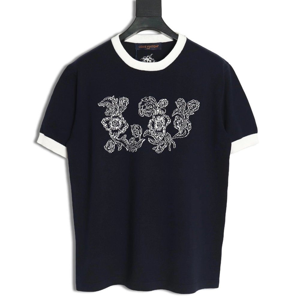 Louis Vuitton floral jacquard logo knitted short sleeves,cheap Louis Vuitton