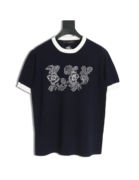 Louis Vuitton floral jacquard logo knitted short sleeves,cheap Louis Vuitton