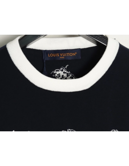 Louis Vuitton floral jacquard logo knitted short sleeves,cheap Louis Vuitton