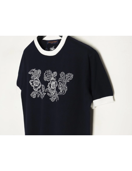Louis Vuitton floral jacquard logo knitted short sleeves,cheap Louis Vuitton