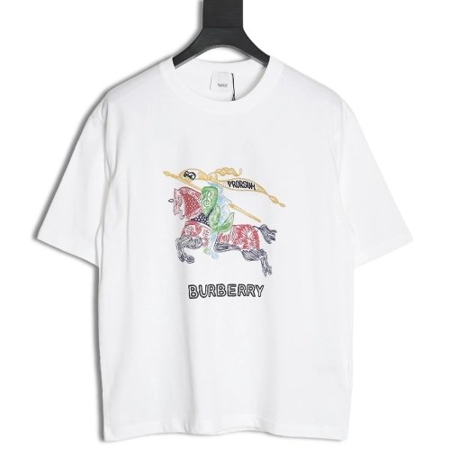 Burberry colorful knight horse logo print short sleeves,cheap Burberry