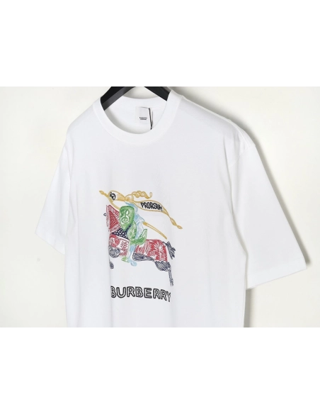 Burberry colorful knight horse logo print short sleeves,cheap Burberry