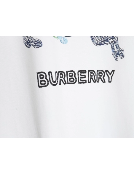 Burberry colorful knight horse logo print short sleeves,cheap Burberry