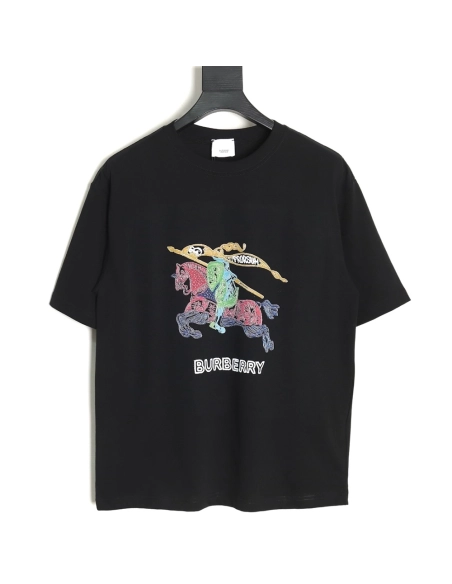 Burberry colorful knight horse logo print short sleeves,cheap Burberry