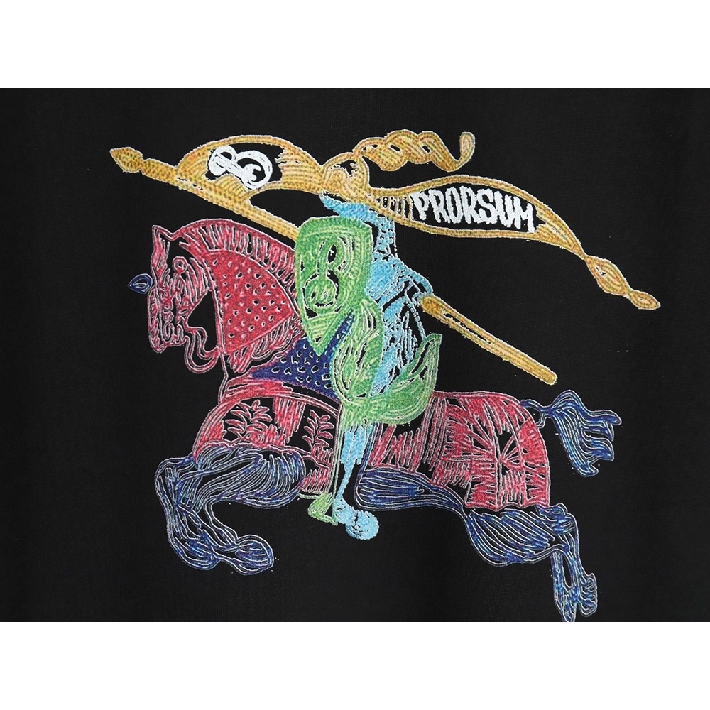 Burberry colorful knight horse logo print short sleeves,cheap Burberry