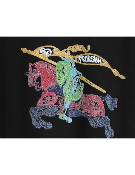 Burberry colorful knight horse logo print short sleeves,cheap Burberry
