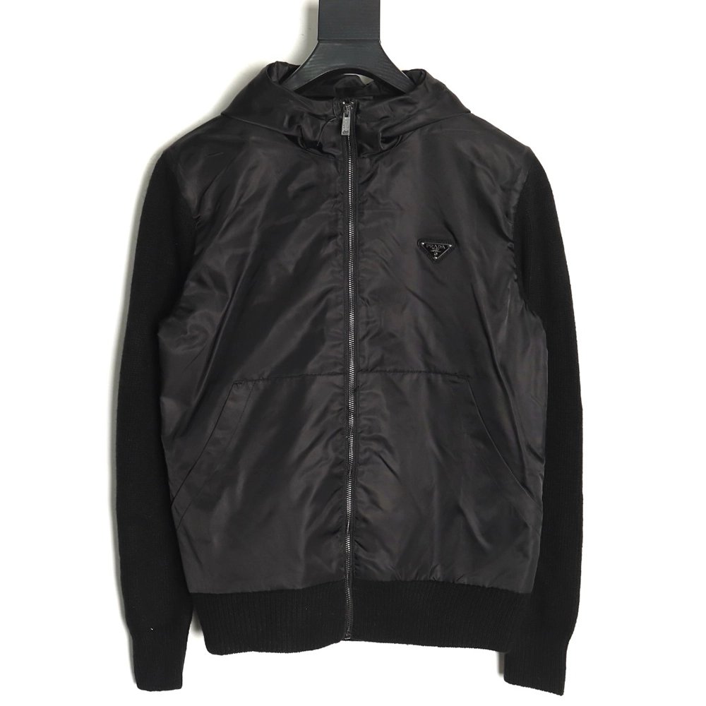 Prada wool paneled nylon hooded jacket,cheap Prada