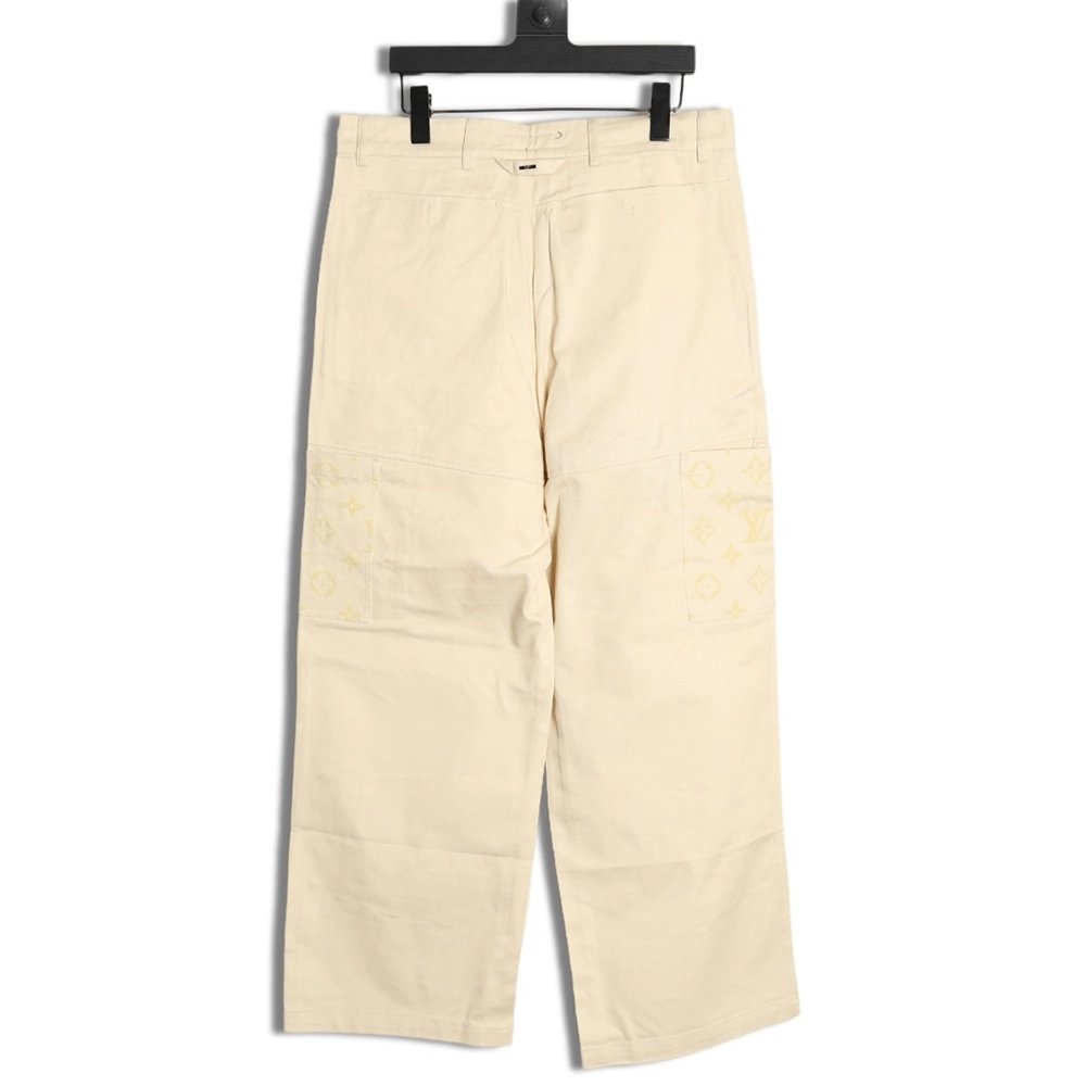 Louis Vuitton paneled black flocked denim pants,cheap Louis Vuitton