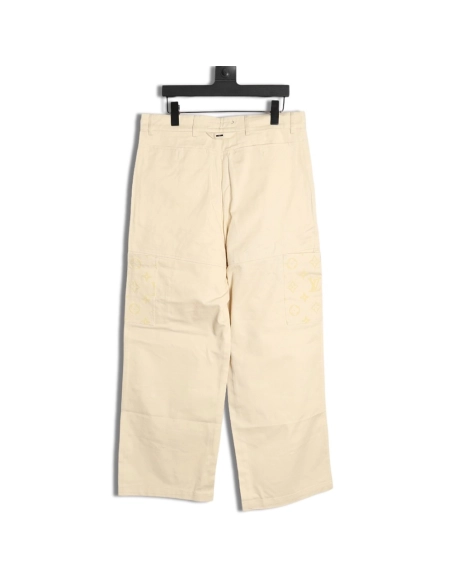 Louis Vuitton paneled black flocked denim pants,cheap Louis Vuitton
