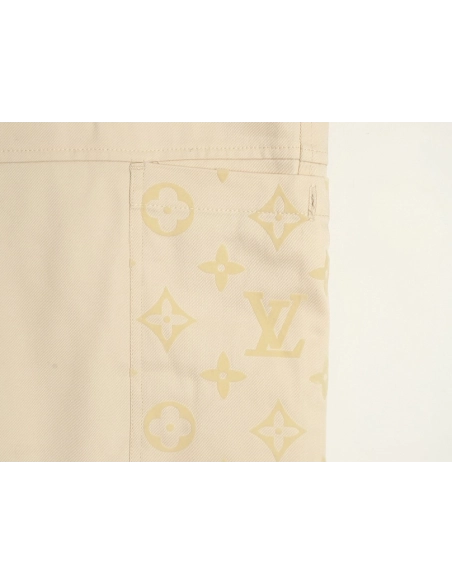 Louis Vuitton paneled black flocked denim pants,cheap Louis Vuitton