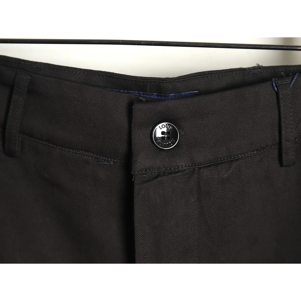 Louis Vuitton paneled black flocked denim pants,cheap Louis Vuitton