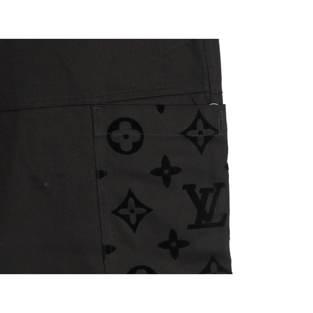 Louis Vuitton paneled black flocked denim pants,cheap Louis Vuitton