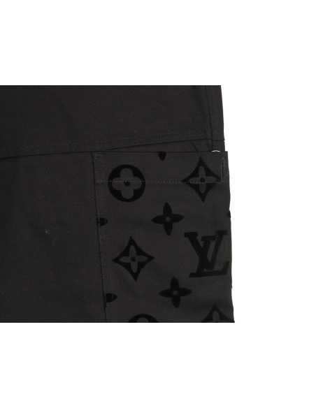 Louis Vuitton paneled black flocked denim pants,cheap Louis Vuitton