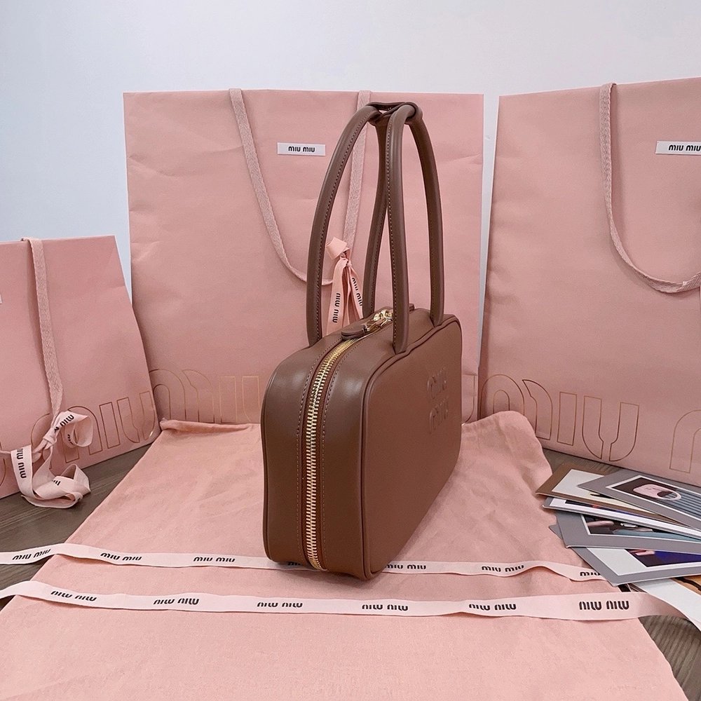 Miu Miu Beau leather tophandle bags 5BB172 17X30X8.5cm,cheap Miu Miu Bags