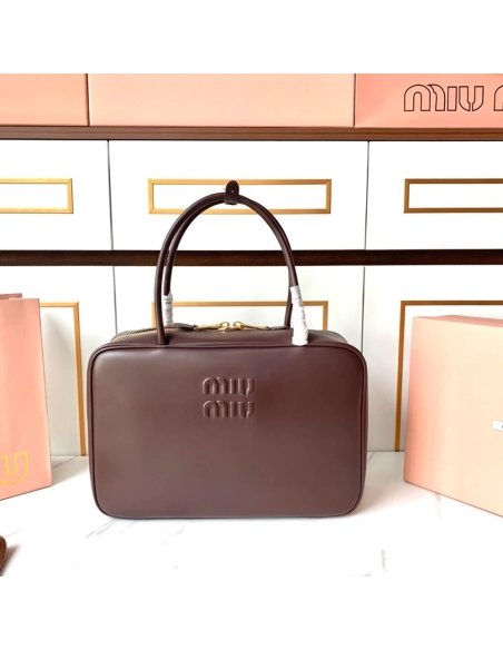 Miu Miu Leather Beau bags 5BB117 23X34X10cm,cheap Miu Miu Bags