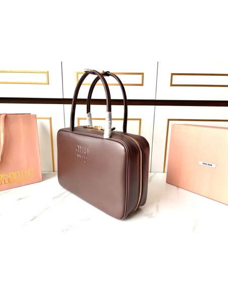Miu Miu Leather Beau bags 5BB117 23X34X10cm,cheap Miu Miu Bags
