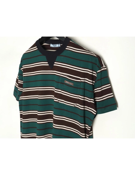 Prada Green Stripe Pocket Short Sleeve TShirt,cheap Prada