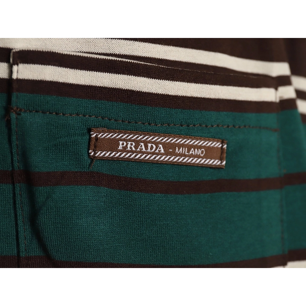 Prada Green Stripe Pocket Short Sleeve TShirt,cheap Prada