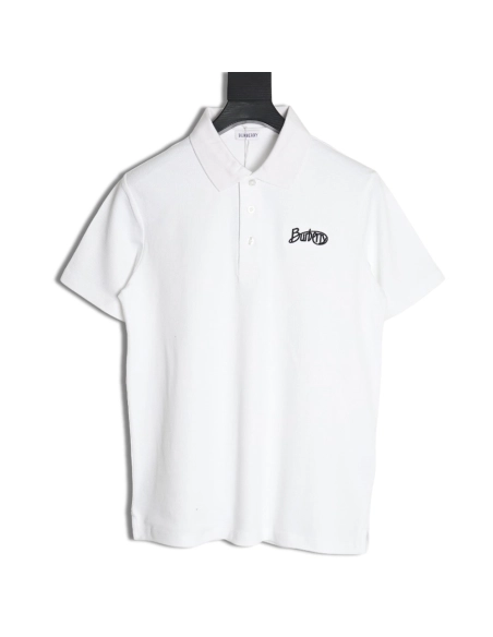 Burberry cursive embroidered signature short-sleeved polo shirt,Burberry