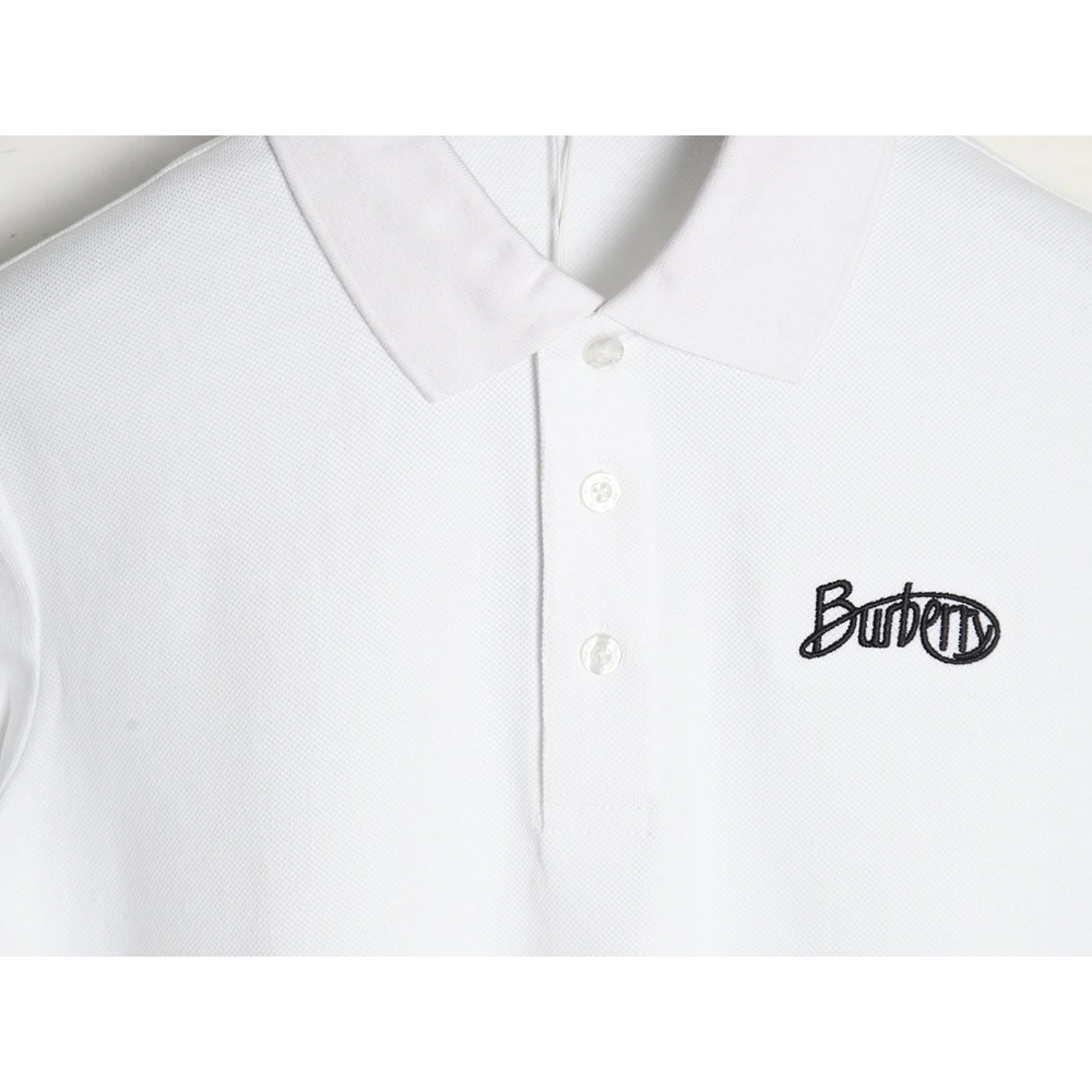 Burberry cursive embroidered signature short-sleeved polo shirt,Burberry