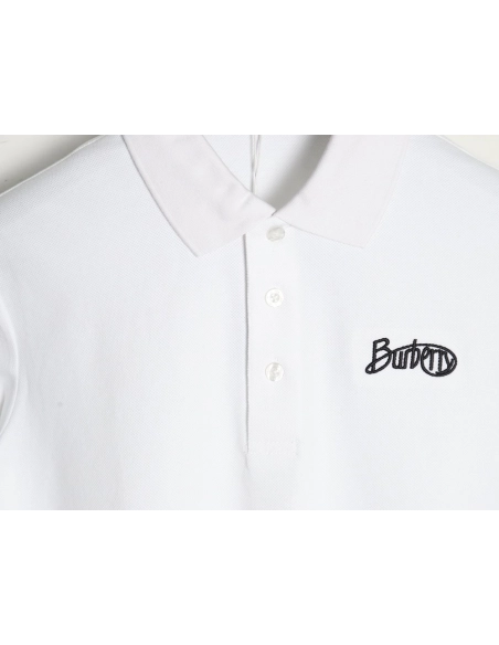 Burberry cursive embroidered signature short-sleeved polo shirt,Burberry