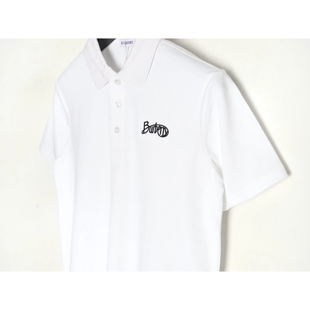 Burberry cursive embroidered signature short-sleeved polo shirt,Burberry