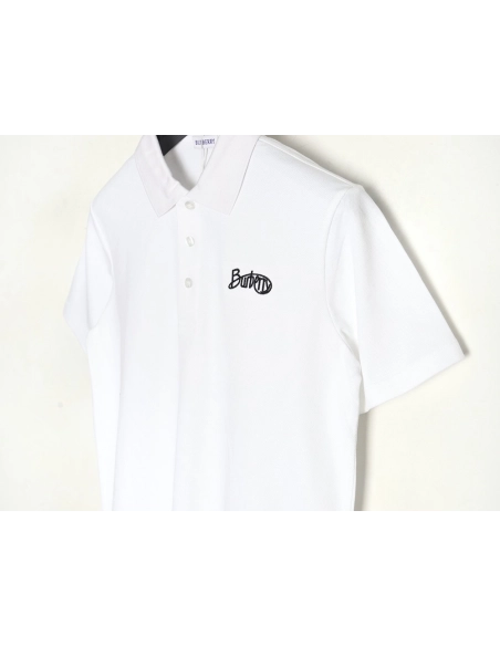 Burberry cursive embroidered signature short-sleeved polo shirt,Burberry