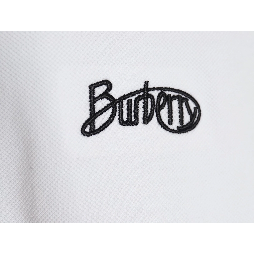 Burberry cursive embroidered signature short-sleeved polo shirt,Burberry