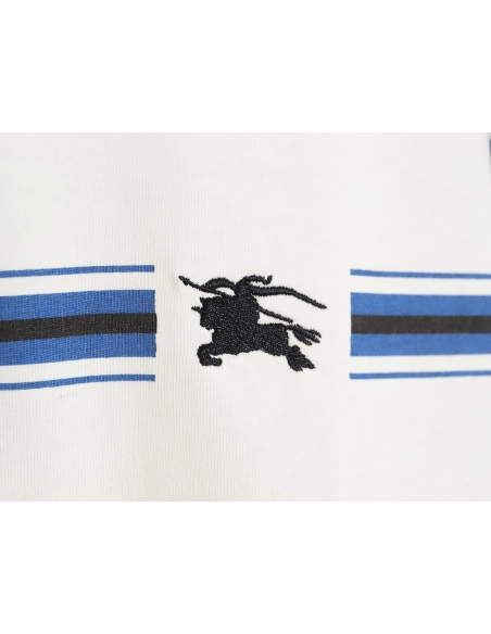 Burberry striped print embroidered horse short sleeves,Burberry