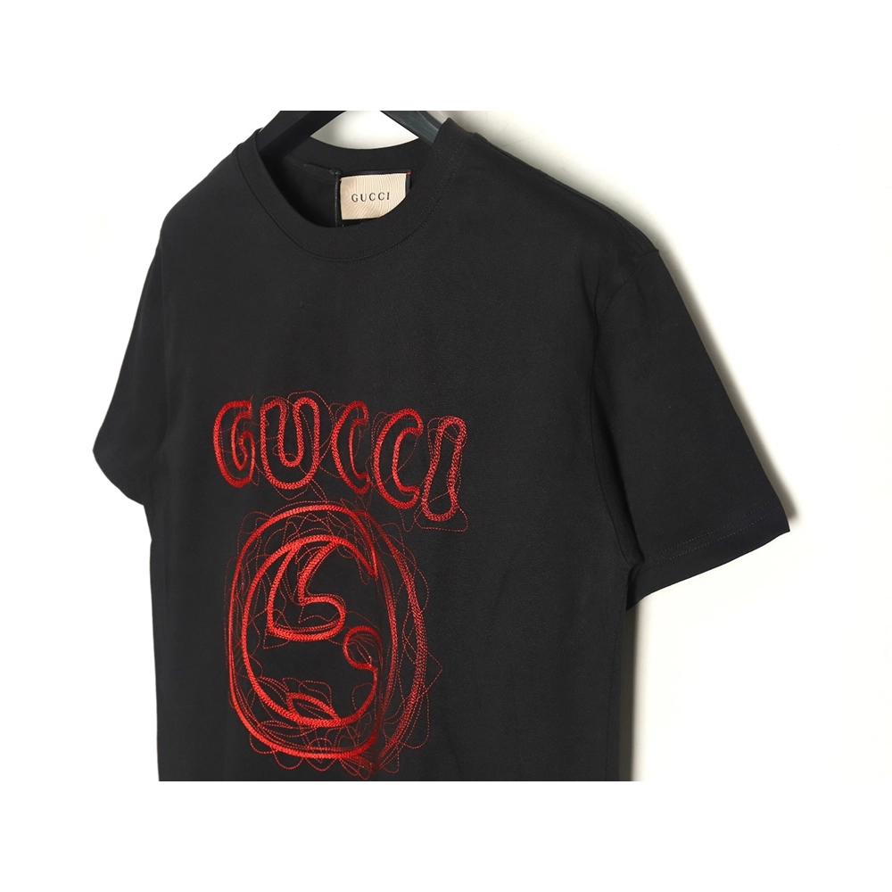 Gucci lines embroidery letters logo short sleeves TSK1,Gucci