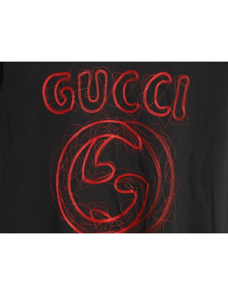 Gucci lines embroidery letters logo short sleeves TSK1,Gucci