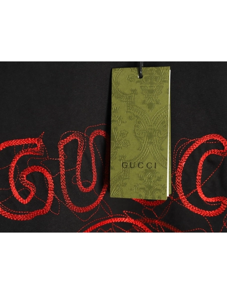 Gucci lines embroidery letters logo short sleeves TSK1,Gucci