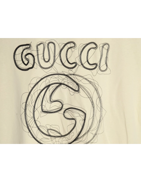 Gucci lines embroidery letters logo short sleeves,Gucci