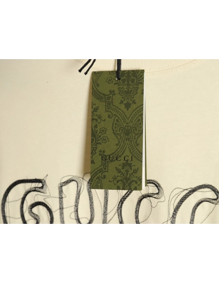 Gucci lines embroidery letters logo short sleeves,Gucci