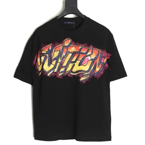 Louis Vuitton flame lettering print short sleeves TSK1,Louis Vuitton