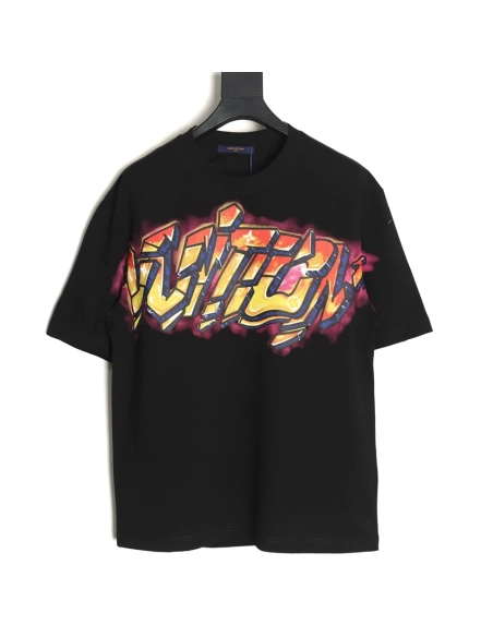 Louis Vuitton flame lettering print short sleeves TSK1,Louis Vuitton