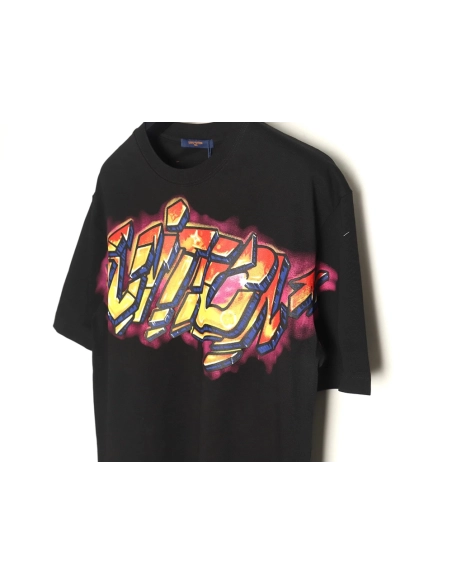 Louis Vuitton flame lettering print short sleeves TSK1,Louis Vuitton