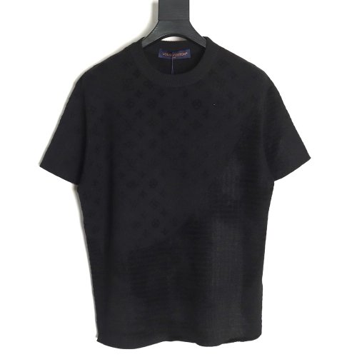 Louis Vuitton jacquard patchwork knitted short-sleeved T-shirt,Louis Vuitton